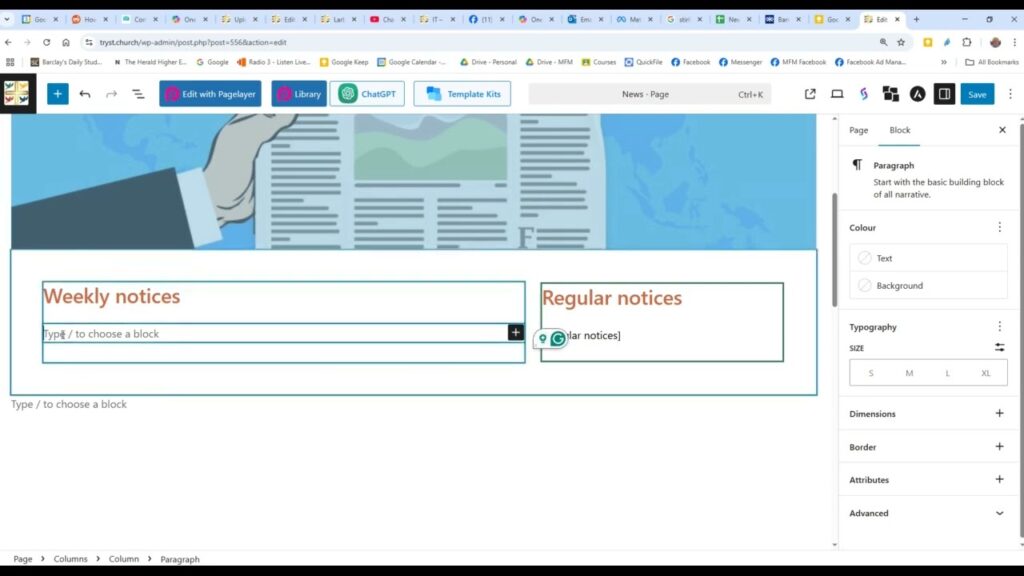 WordPress – Updating News page for weekly notices WordPress – Updating News page for weekly notices